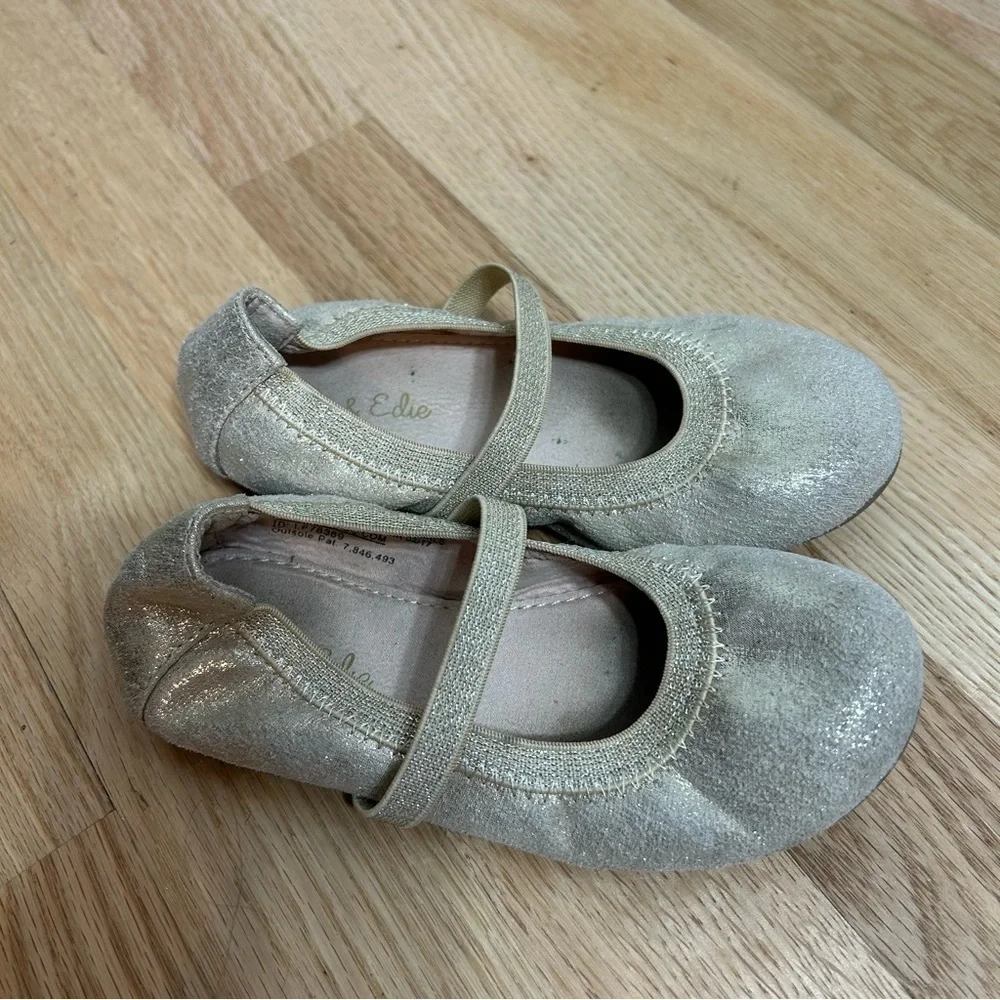 Olive & Edie Gold Shimmer Flats Sz 10 Dress Shoes Mary Jane Kids Girls